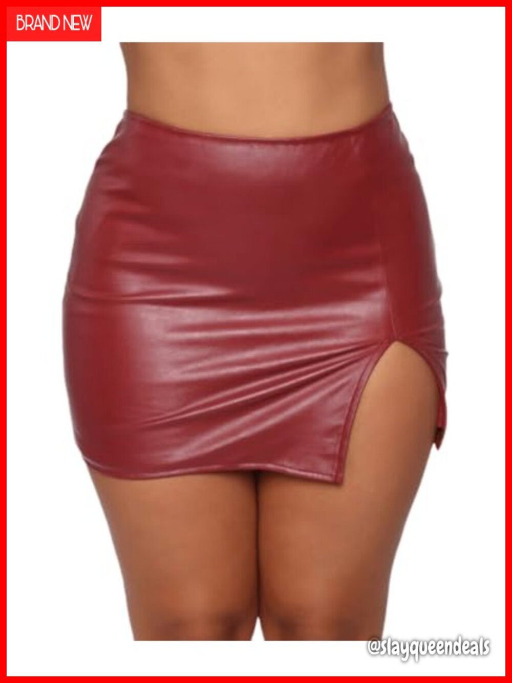 Women's PU Leather Bodycon High Waisted Asymmetrical Split Hem Wrap Mini Skirt